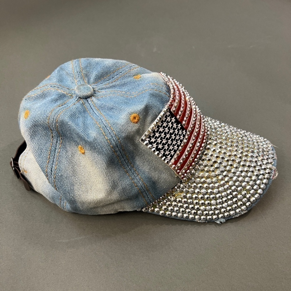 Y2K American Flag Rhinestone Hat - Picture 4 of 10